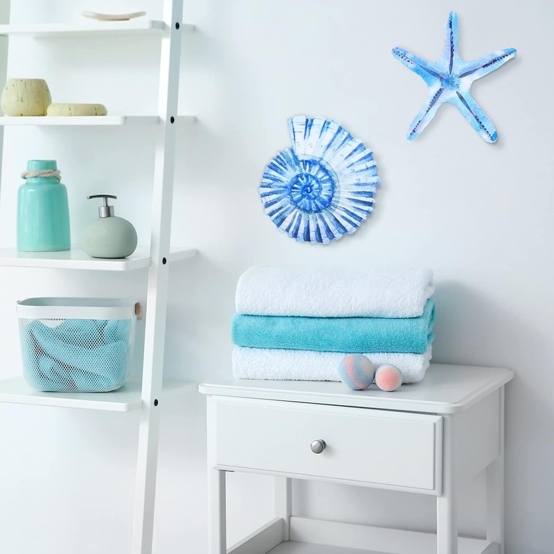 Yookeer 4 Pcs Beach Wall Decor Seashell Starfish Large, As Pictures Shown gallery