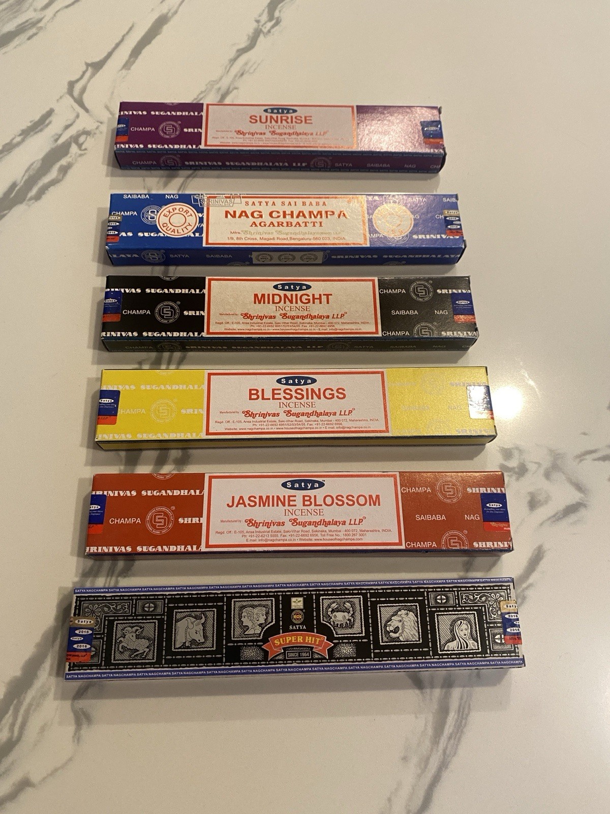 Satya Incense Sticks 6 Pack Slow Burn Sunrise Nag Champa Jasmine Super Hit 90 gr gallery