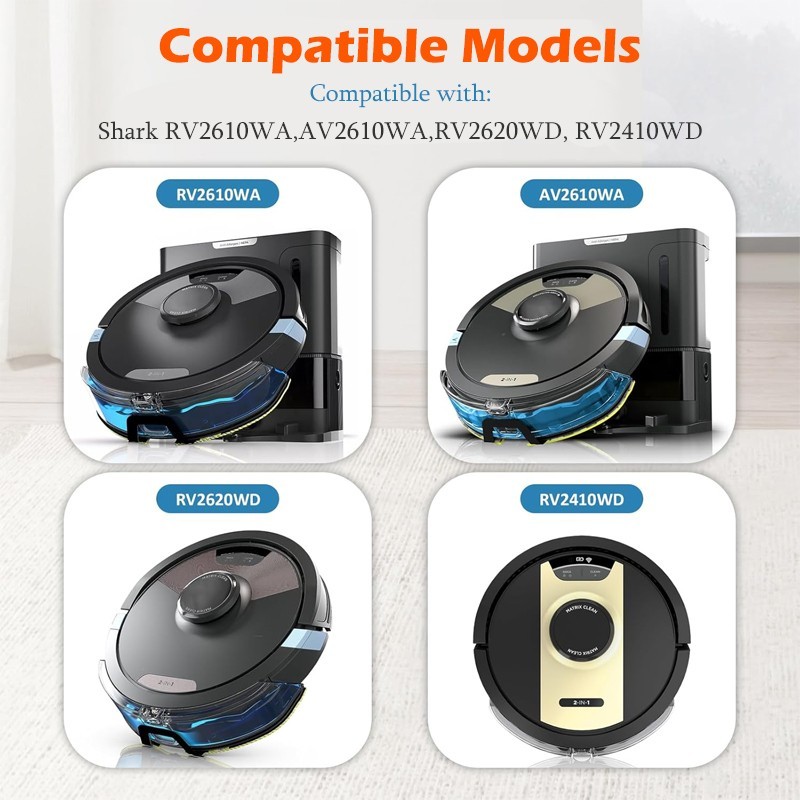 Replacement parts for Shark RV2610WA robot vacuum cleaner, including 4 mop pads. gallery