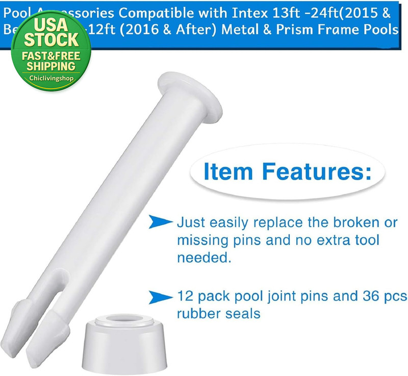 36 Pcs Plastic Pool Joint Pins Seals Replacement Parts for 2.36 Inch Intex Pools gallery