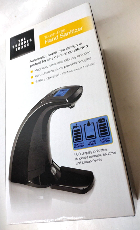 Sharper Image Touch-Free Hand Sanitizer Dispenser Battery Powered LCD Black NEW gallery