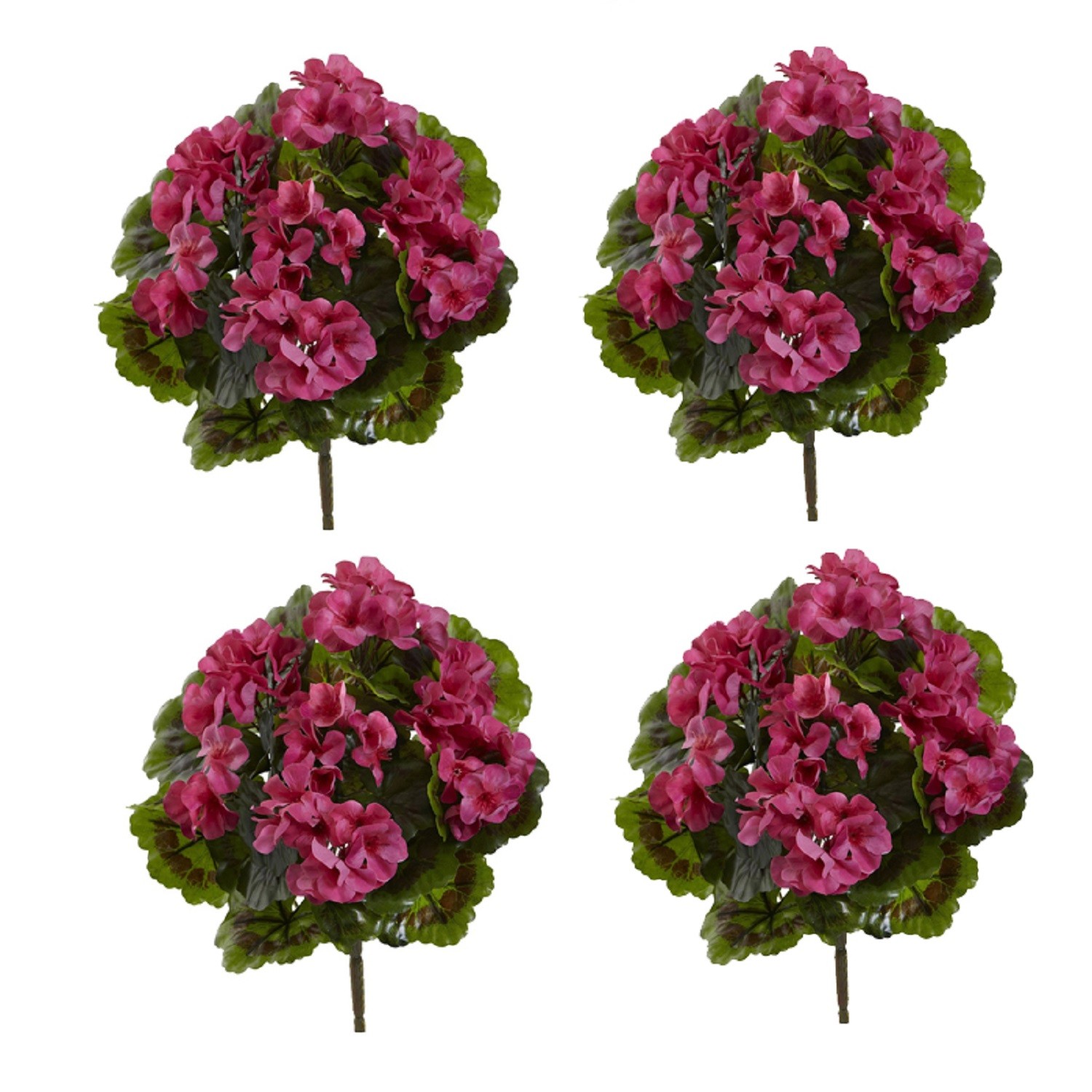 Nearly Natural Geranium Artificial Bush UV Resistant Set of 4 (Indoor/Outdoor) gallery
