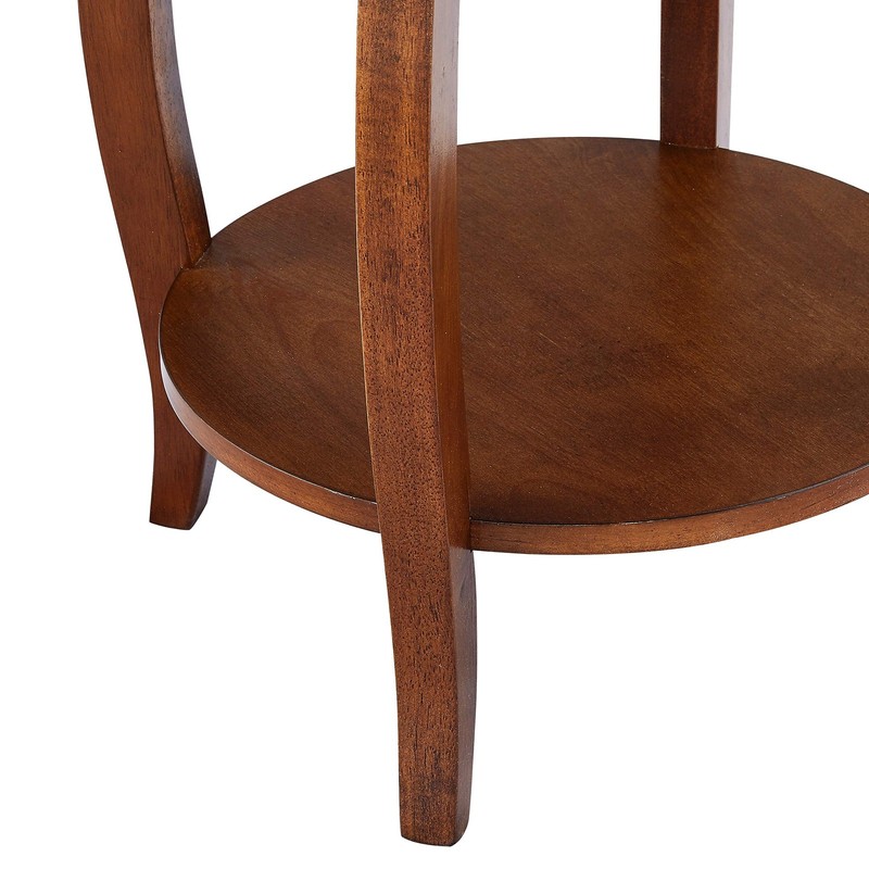 Furniture Hazelnut Round Shelf Table,, 18"L x 18"W x 24"H gallery