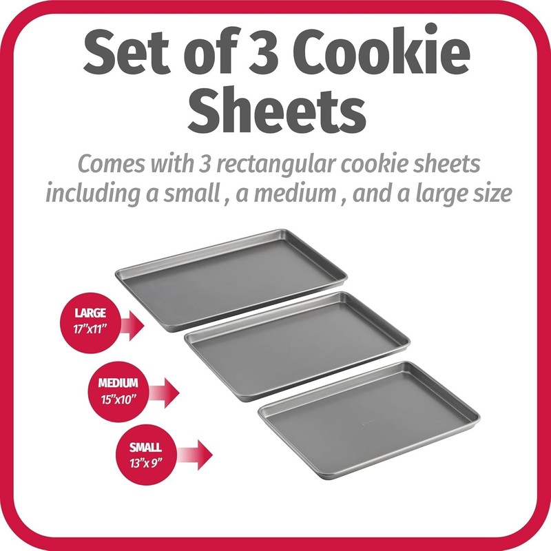 Everyday Nonstick Baking Set, 3 Pack Includes Small (13×9) Medium (15×1) and ... gallery
