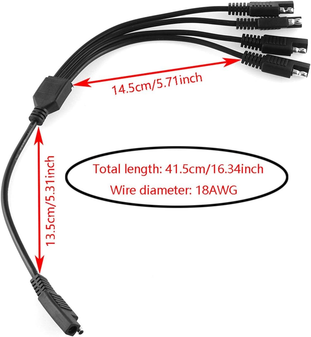 DGZZI SAE Power Extension Cable 40cm 18AWG Y Splitter 1 to 1 4 40cm, Black gallery