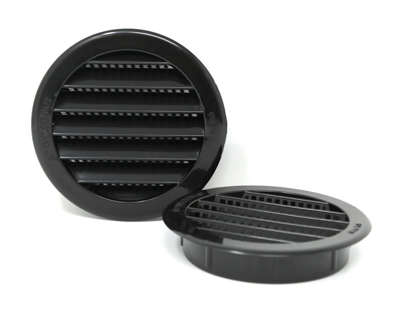 5" Black Round Plastic Louver Soffit Air Vent Reptile Screen Grille Cover gallery