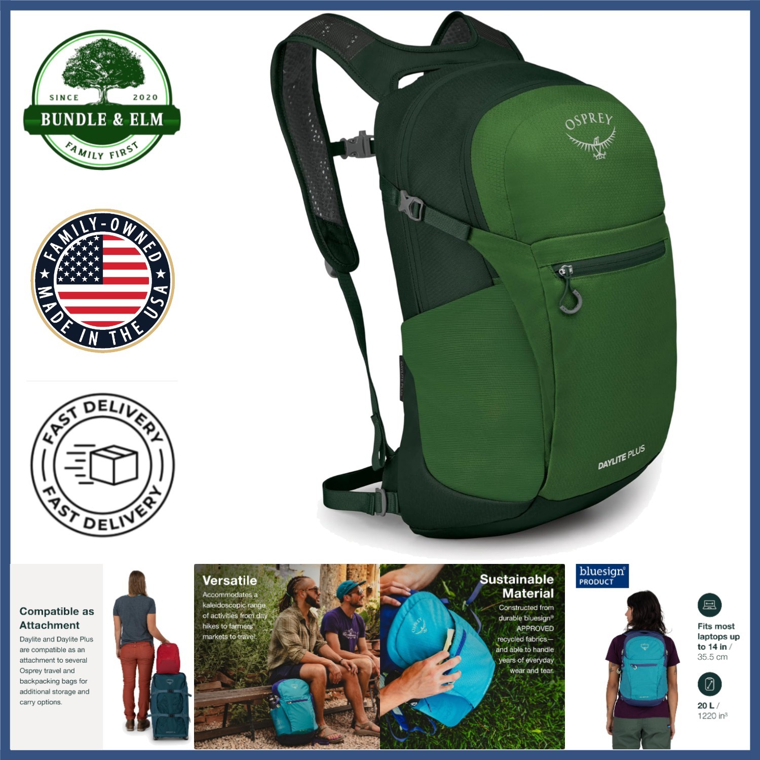 Daylite Plus Backpack for Work, School, Travel with Multiple Storage Options