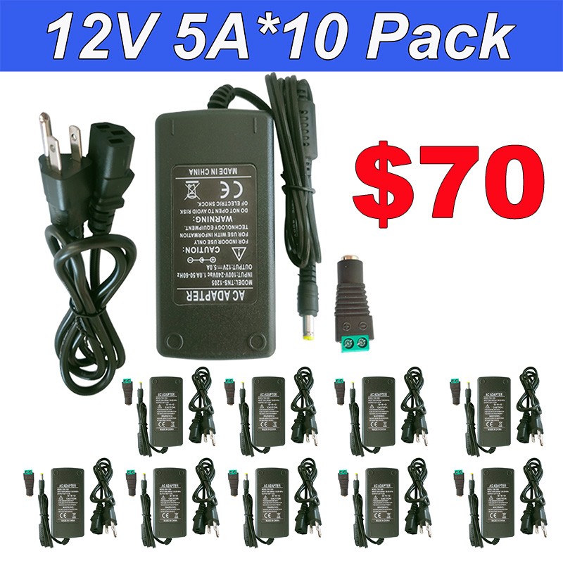 Switch LED Power Supply - 12V 5 Amp Transformer, 110v To 12V AC DC Adapter gallery