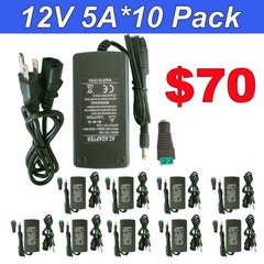 Switch LED Power Supply – 12V 5 Amp Transformer, 110v To 12V AC DC Adapter