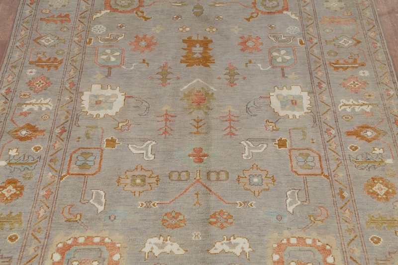 Vegetable Dye All-Over Pattern Oushak Wool Handmade Rug 6x8 ft Turkish Carpet gallery
