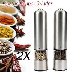 Electric Salt & Pepper Grinder Set Coarseness Adjustable Mills Stainless Steel