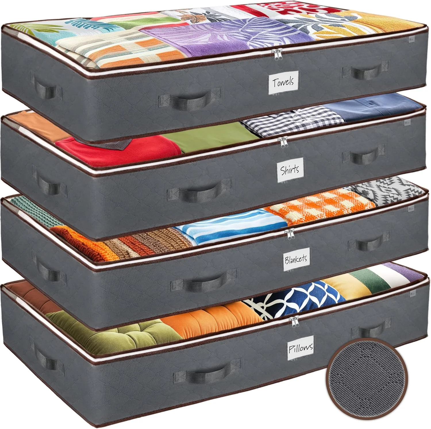 Under Bed Storage Bins - Pack Of 4 Under The Bed Storage Containers For Clothes, gallery