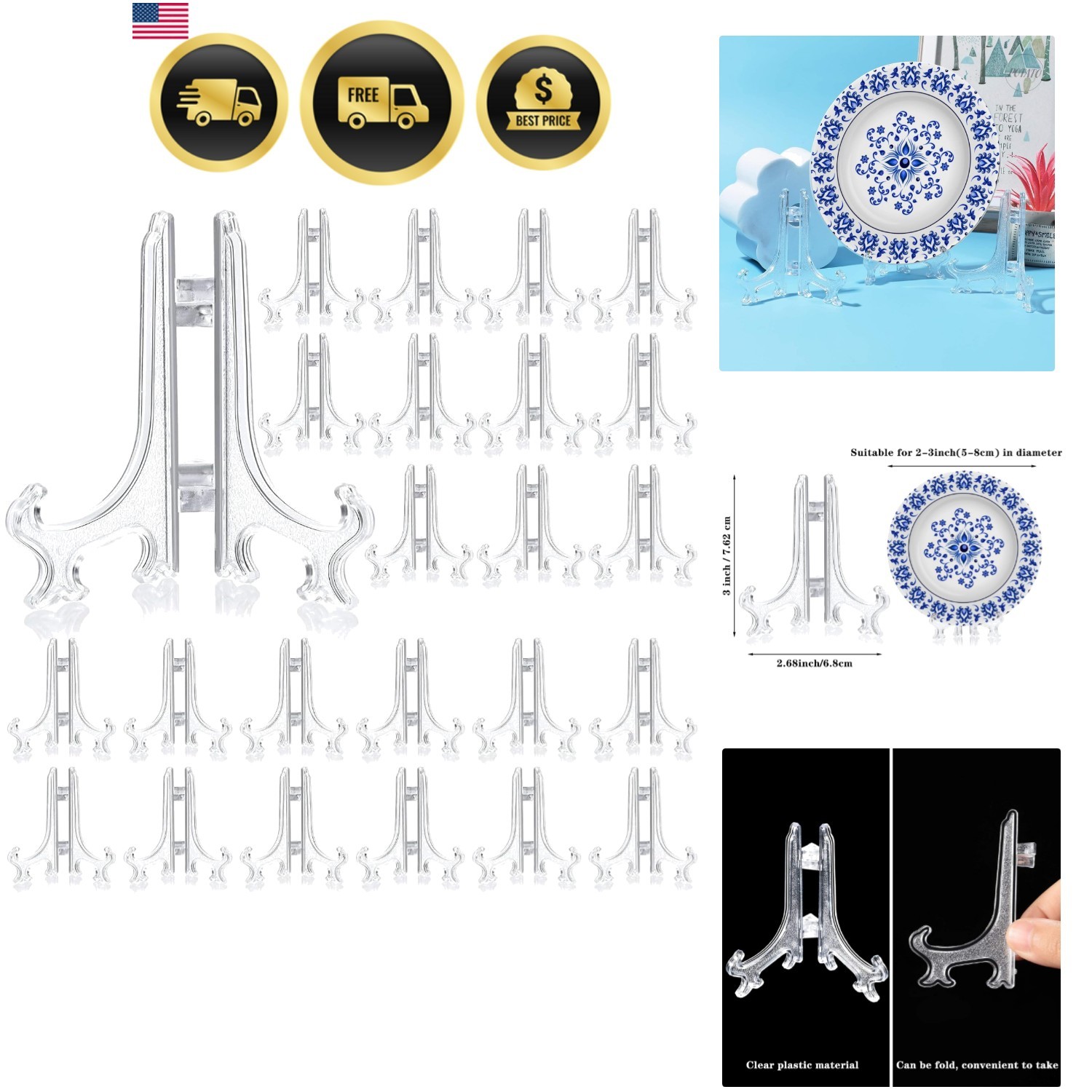 48 Pieces Mini Easel Stands Plastic Plate Stand Holder Display Picture Easel ... gallery
