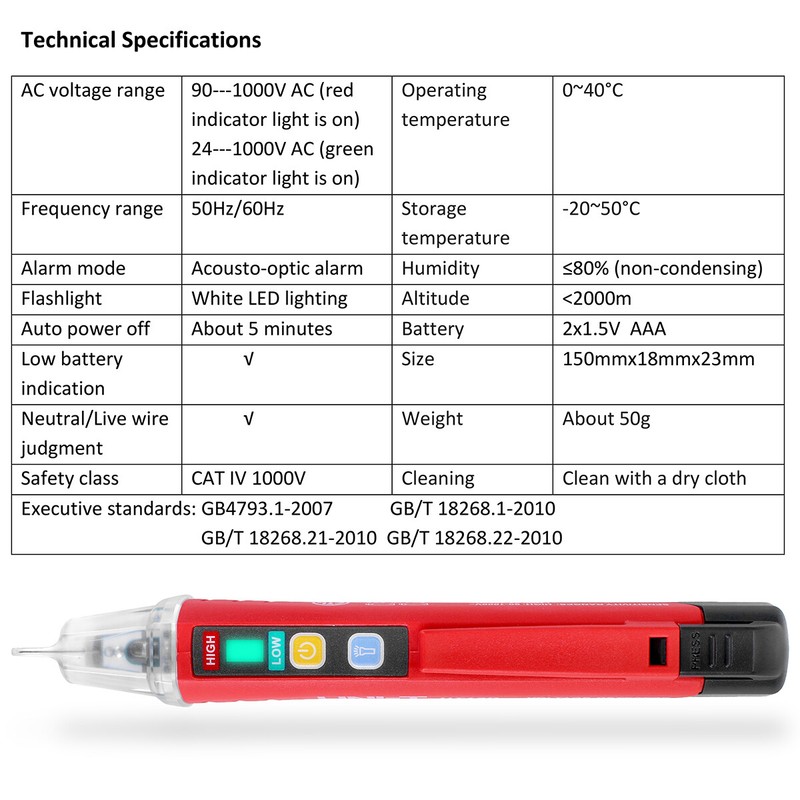 LED AC Electrical Voltage Power Detector Sensor Tester Non-Contact Pen 90-1000V gallery