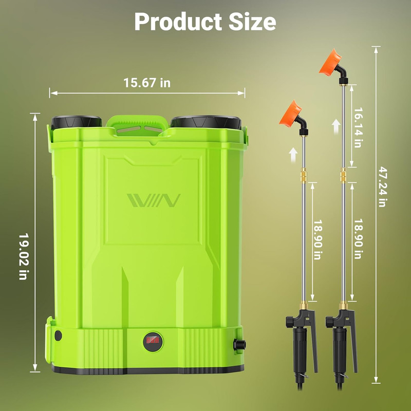 Battery Powered Backpack Sprayer,5.3 Gallon Large Capacity Electric Graden Spray gallery