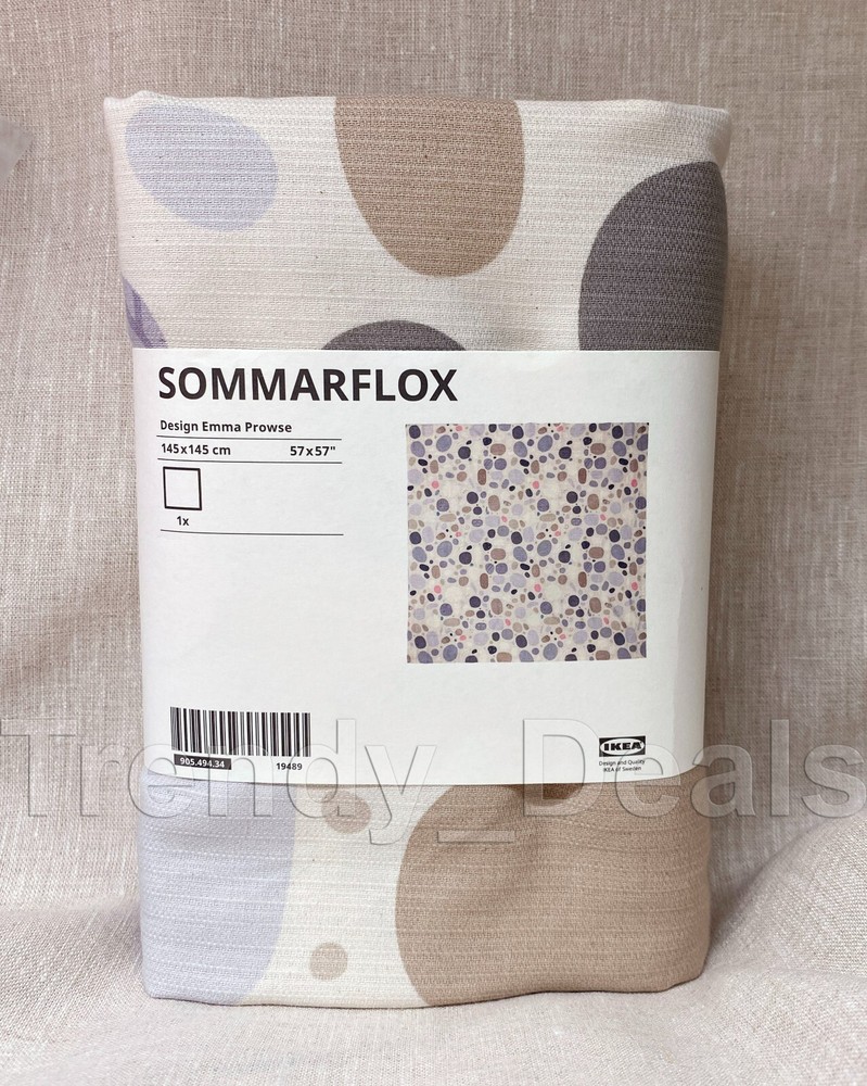 Ikea SOMMARFLOX Tablecloth, Patterned Stones/Multicolor Square 57x57 " - NEW