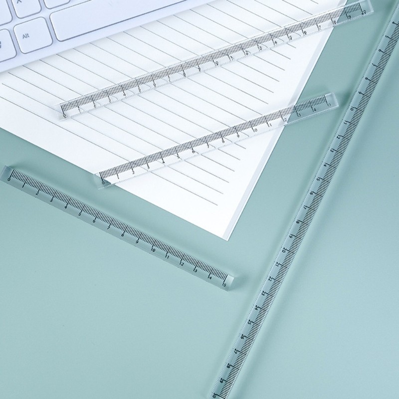 Transparent Acrylic Ruler Measuring Range 0-12 Inches Portable Mathematics Ruler gallery