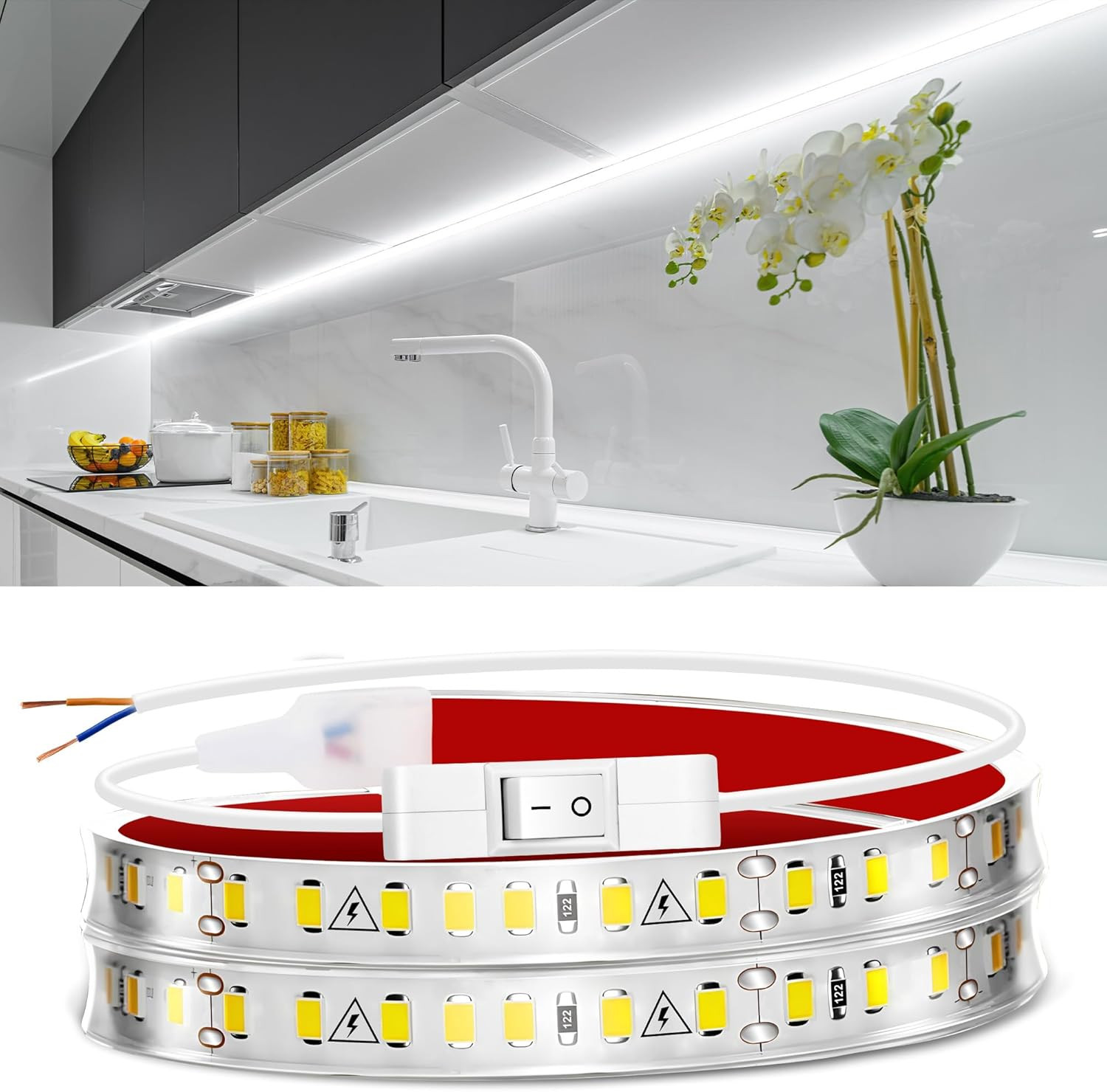 under Cabinet LED Strip Lighting Hardwired 24In, Ultra Bright Small LED Light Ba gallery