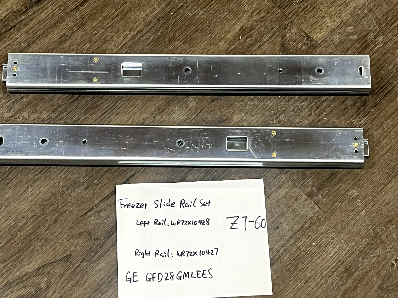 Freezer Slide Rail Set WR72X10428, WR72X10427 GE GFD28GMLEES Refrigerator Z7-60 gallery