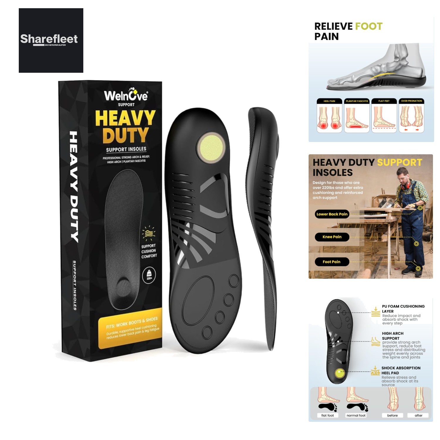 220+ lbs High Performance Support Pads - Insoles for Plantar Fasciitis Orthoped... gallery