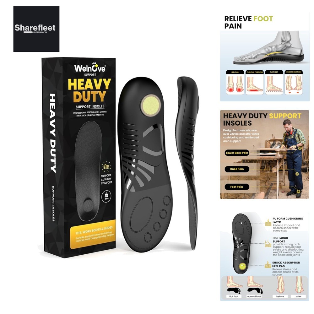 220+ lbs High Performance Support Pads - Insoles for Plantar Fasciitis Orthoped...