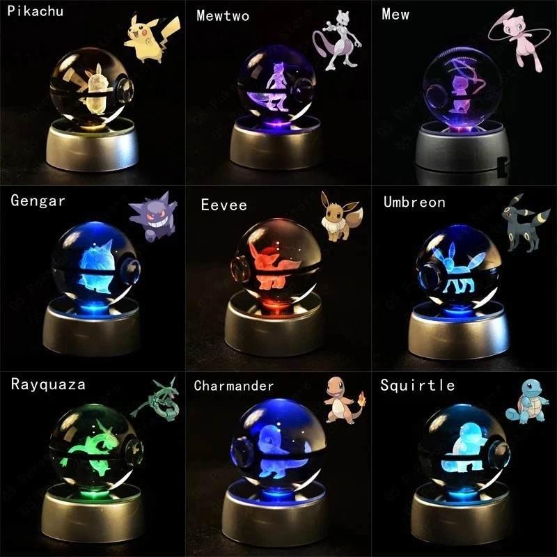 3D Pokemon LED Lamp Crystal Pokeball gallery