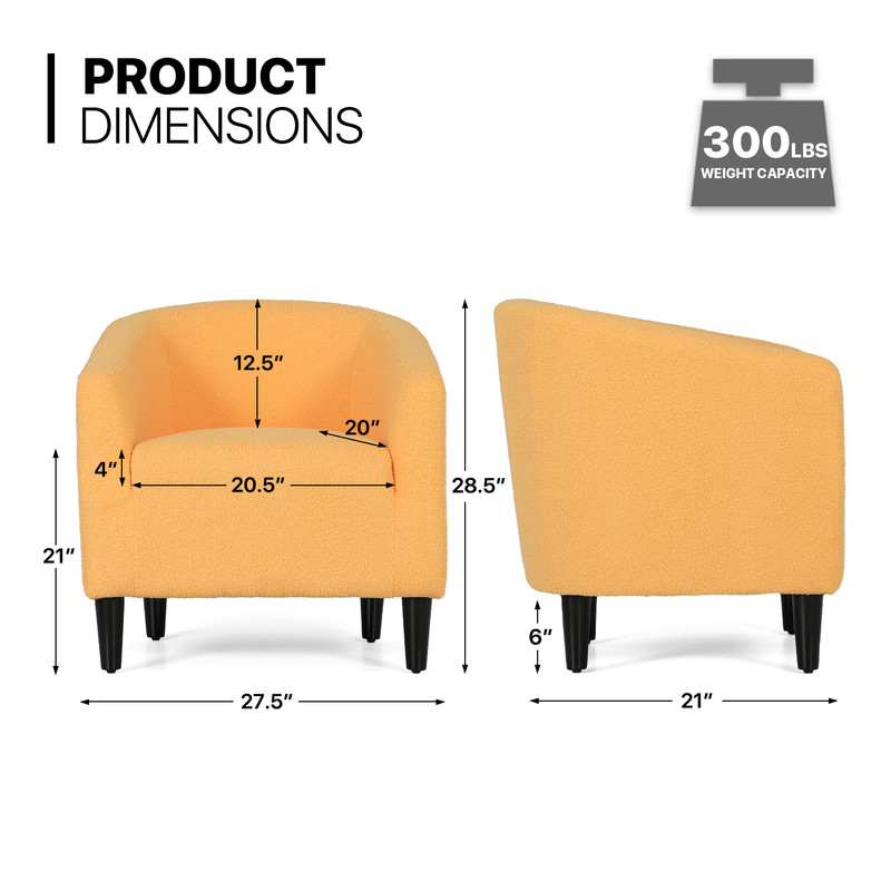 [OPEN BSingle Sofa Accent Modern Armchair Upholstered?Home Club Chair w/Wood Leg gallery