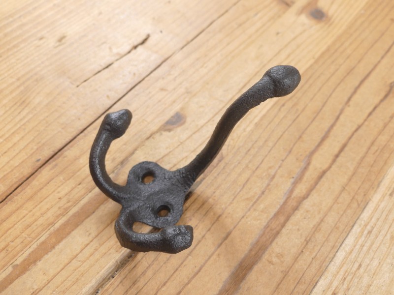 5 Black Coat Hooks Wall Mounted Hat School Farm Towel Bath Kitchen Cast Iron gallery
