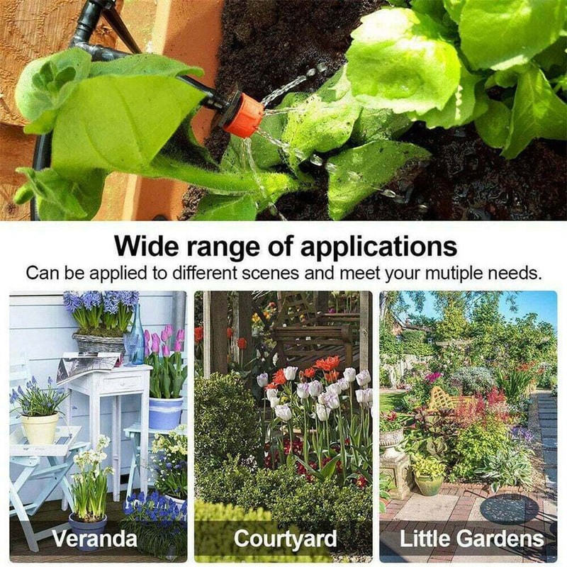 100ft Drip Irrigation System Garden Plant Self Watering Micro Hose Sprinkler Kit gallery
