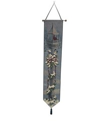 Christmas Birds Bell Pull Wall Hanging 9×41 Inches Tassel Made In USA