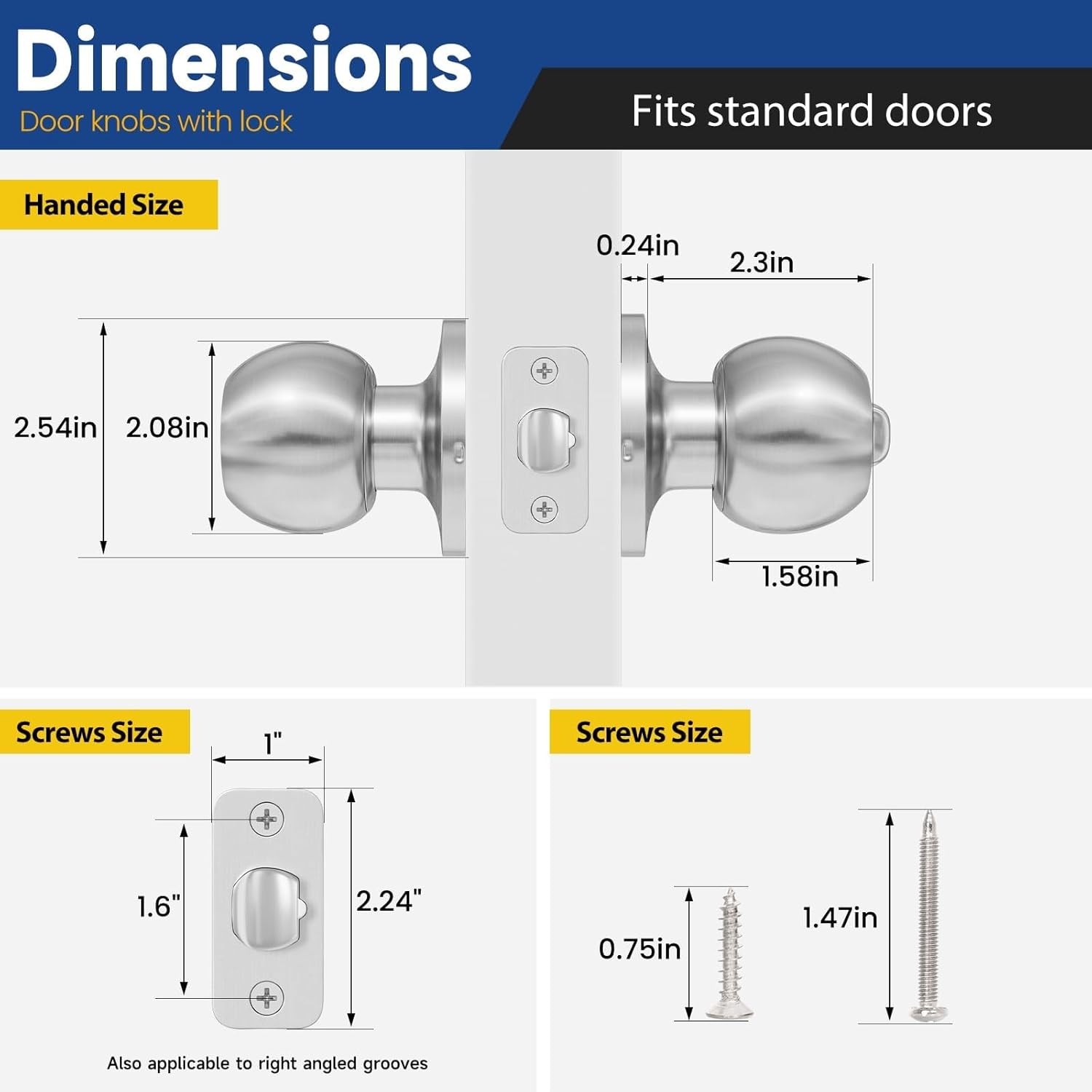 Keyed Entry Door Knob with Lock and Key, Exterior and Interior Door Knob for Bed gallery