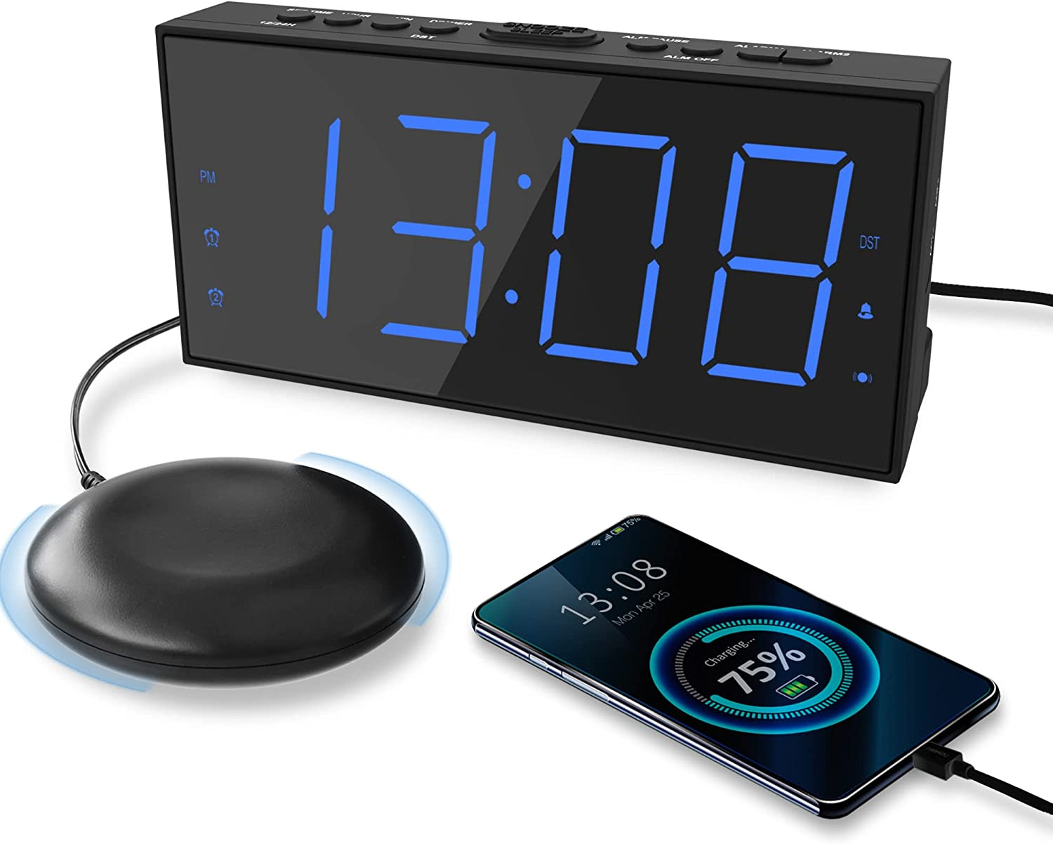 Extra Loud Alarm Clock Bed Shaker for Heavy Sleepers Hearing Impaired Deaf Teens gallery