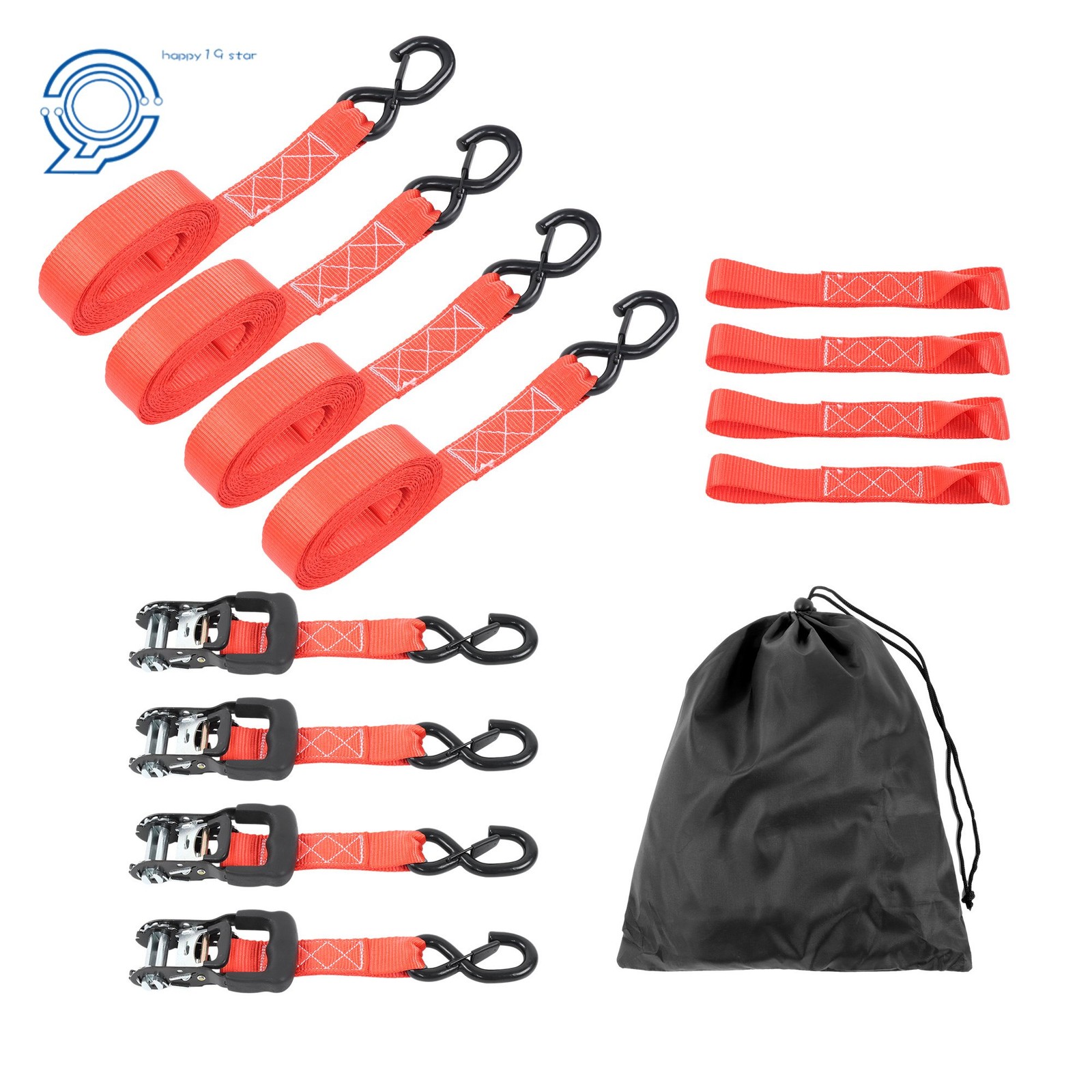 Red Ratchet Straps Heavy Duty Kit (4-Pack) - 1.6" x 15' (5,208lb Break Strength) gallery