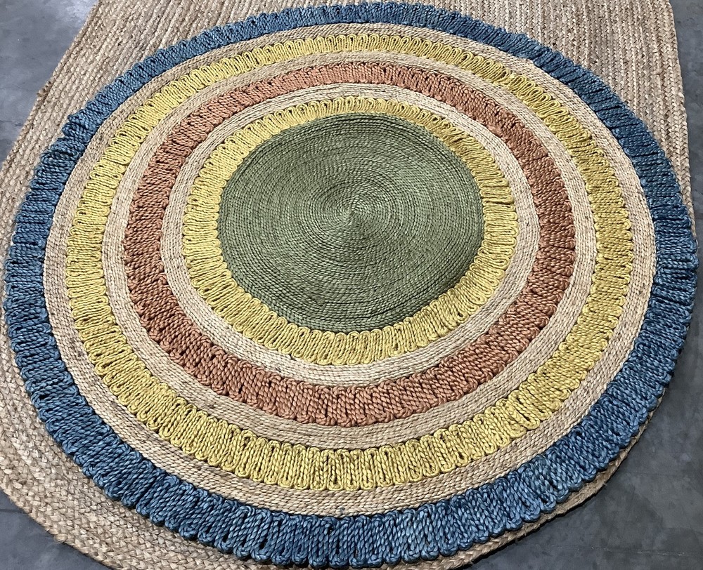 BLUE / MULTI 5'-0" x 5'-0" Broken Thread Rug, Reduced Price 1172685437 NF201C-5R