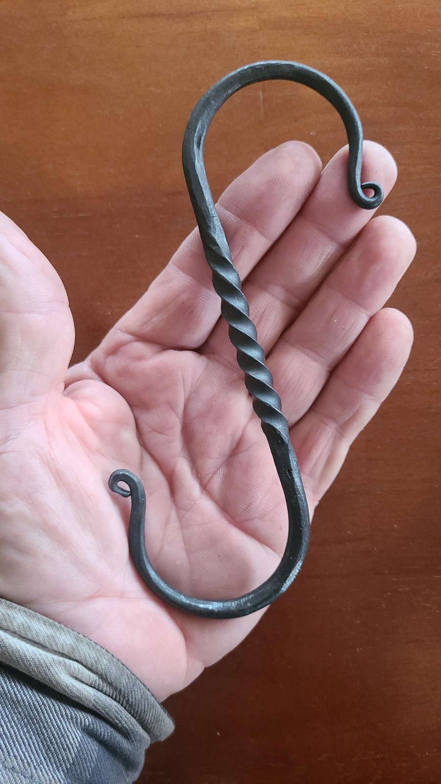Hand-Forged Twisted Steel S Hook – Blacksmith Forged, Rustic Ironwork (6.5 inche gallery