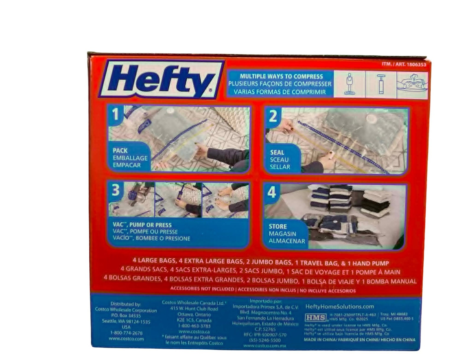 Hefty Shrink Pak 12PC Vacuum Storage Bags Variety Pack Assorted Ways to Compress gallery