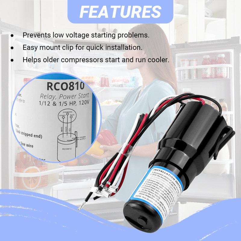 9 Pack 3 in1 Start Hard Start Kit Refrigerator Relay Capacitor Overload RCO810 gallery