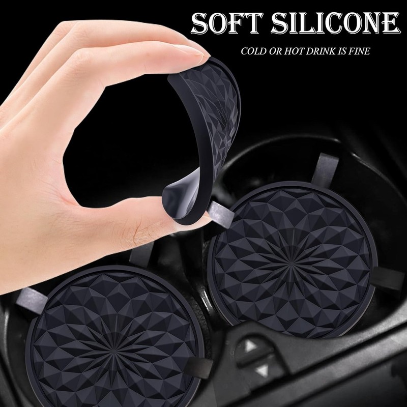 2 Pack Silicone Car Cup Holder Coaster – 2.75 Inch Non-Slip Drink Mat, Univers gallery