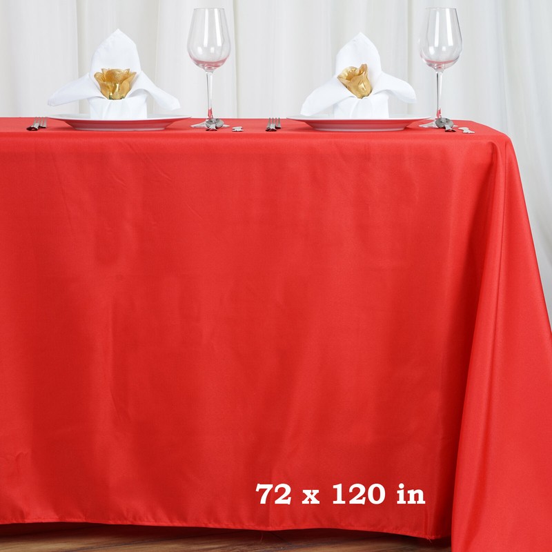 RED 72x120 RECTANGLE POLYESTER TABLECLOTH Wedding Party Catering Linens SALE gallery