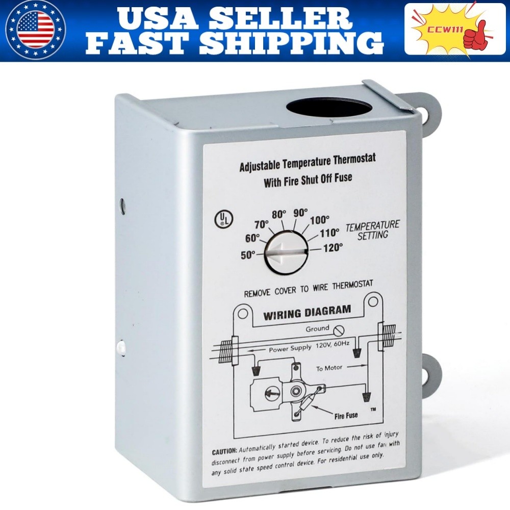 For Attic Fan 58034 Adjustable Thermostat Replacement Temperature Control Switch gallery