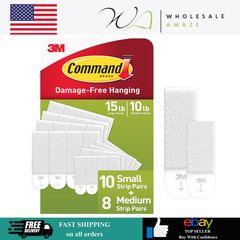Command 10 lb & 5 lb Medium and Small Picture Hanging Strips 18 Assorted Pairs