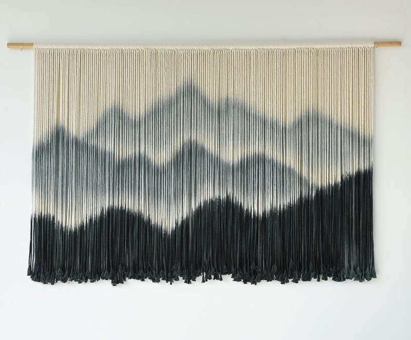 Macrame Wall Hanging Mountain Dip-Dyed Macrame Wall Decor Large Modern Fiber ... gallery