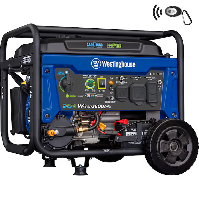 Westinghouse WGen3600DFc Remote Electric Start 4650 Starting / 3600 Running Watt gallery