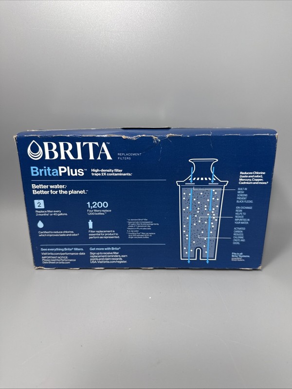 Brita Plus Replacement Water Filter, BPA-Free, High-Density Pitchers 4 PACK gallery