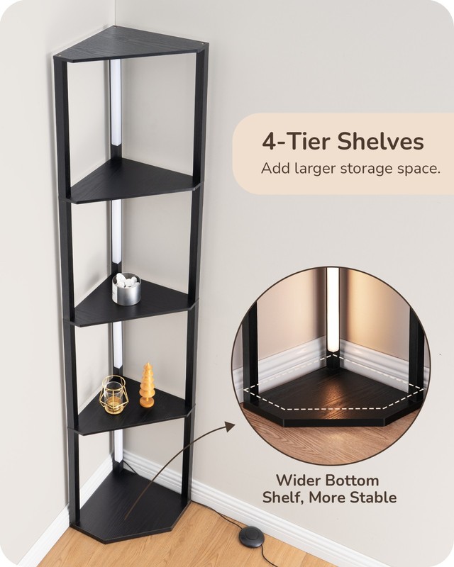 DEWENWILS 64" Corner Display Shelf with Light, Modern Corner Floor Lamp gallery
