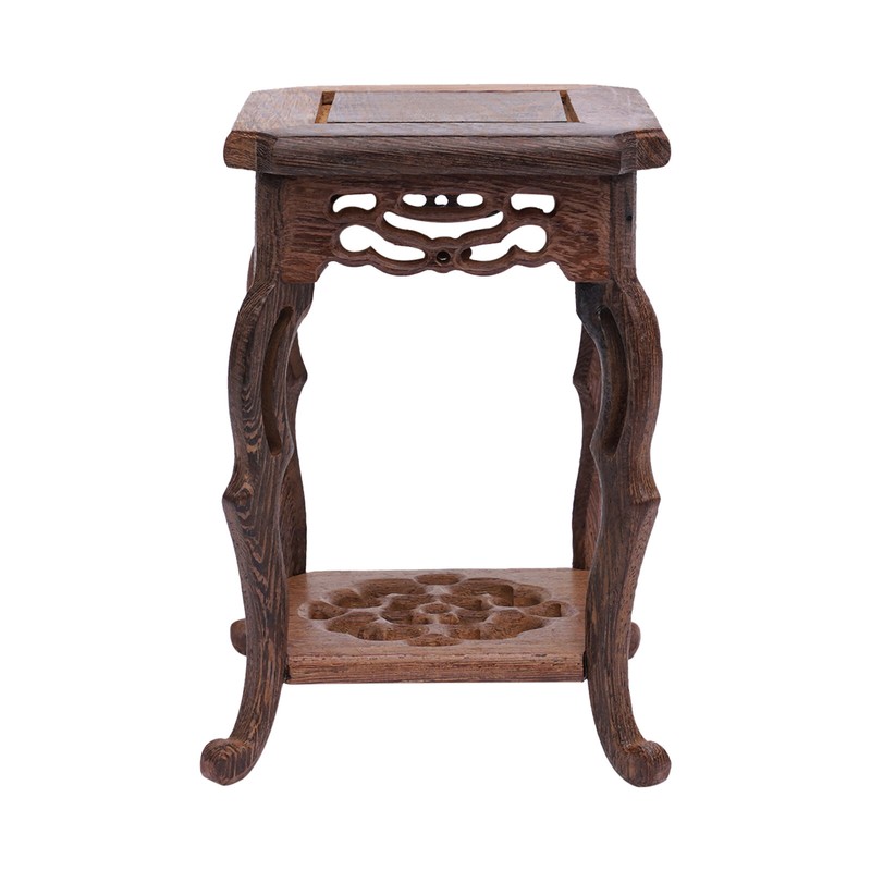 Square Tree-root Carved Bonsai Base Display Stand 10*10*15 5cm Oriental gallery