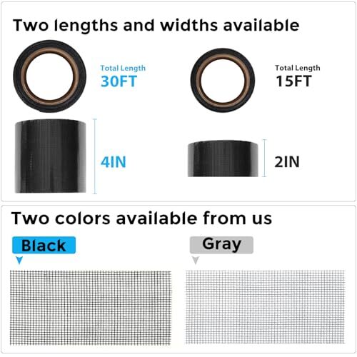 4 in X 15 FT (180IN)/Grey Window Screen Repair Tape, Screen 4IN X 15FT Black gallery
