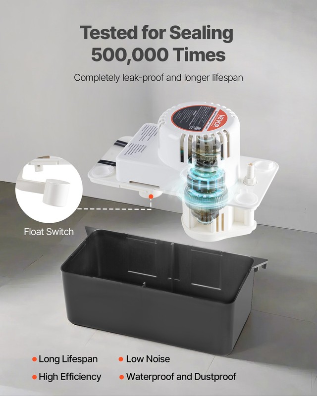 VEVOR Condensate Removal Pump Automatic Condensate Pump 1/50 HP 65GPH 15 ft Lift gallery