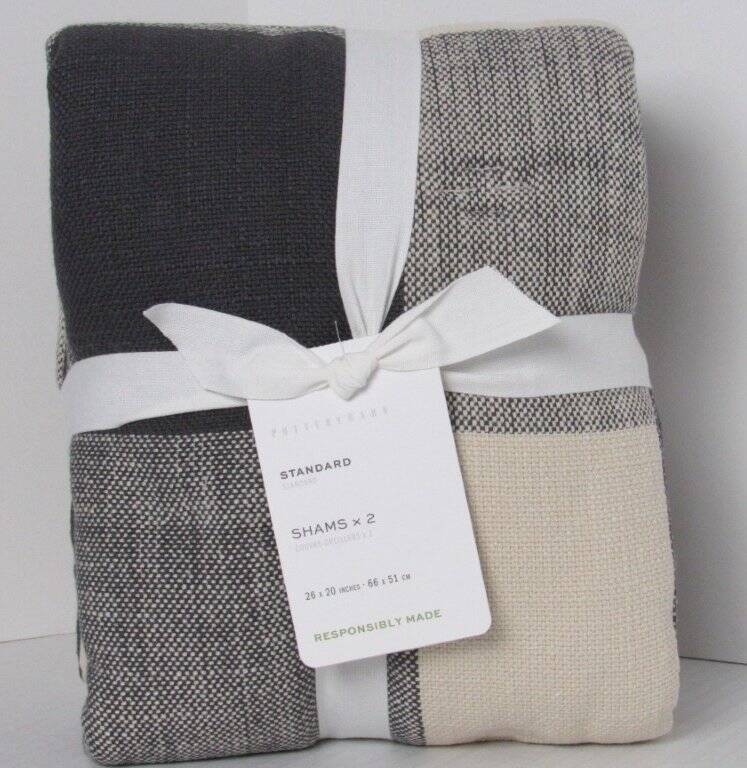 Pottery Barn Bryce Comforter Full Queen & S/2 Standard Shams Charcoal NWT gallery