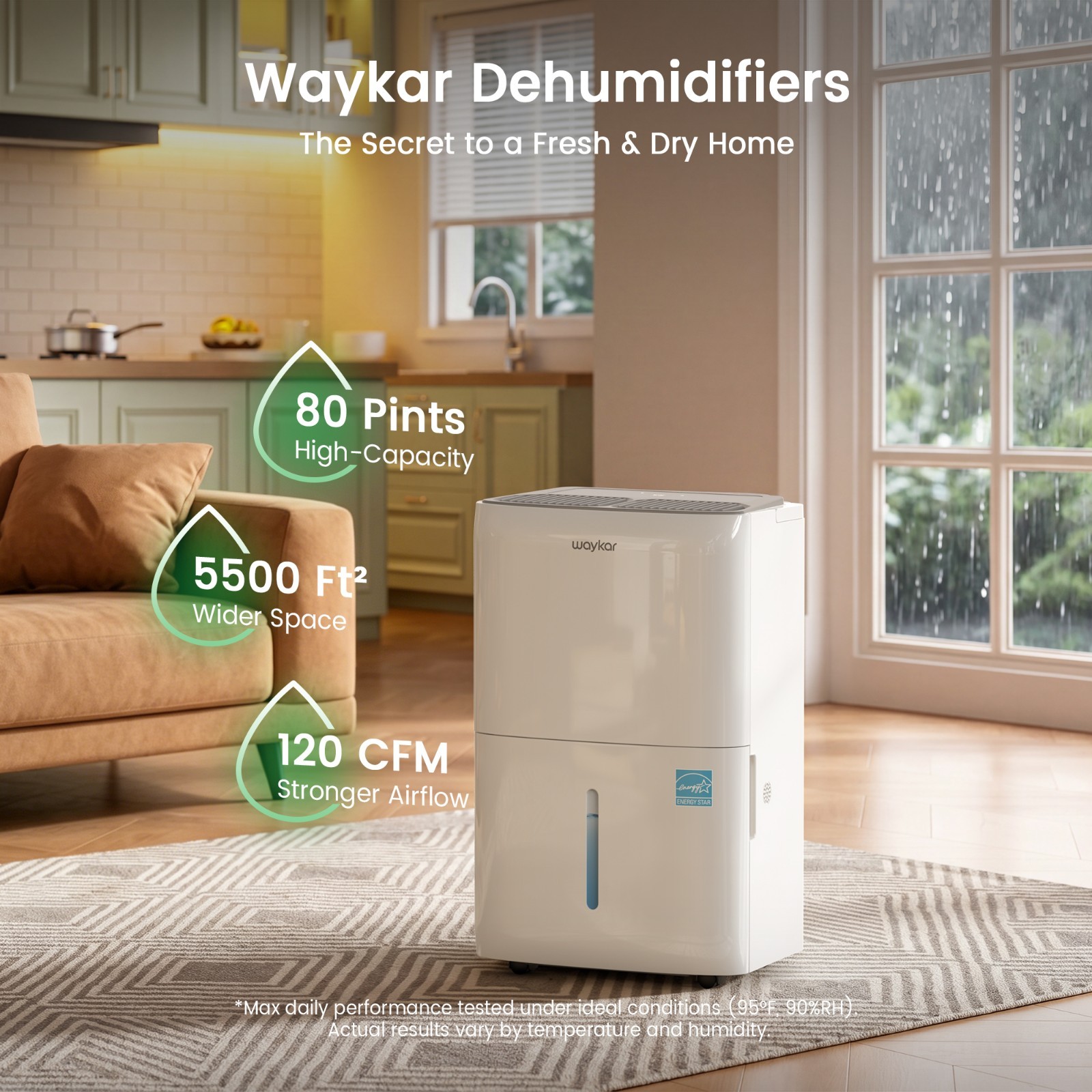 Waykar 150 Pint with Pump Most Energy Star Dehumidifier for Home Basement gallery